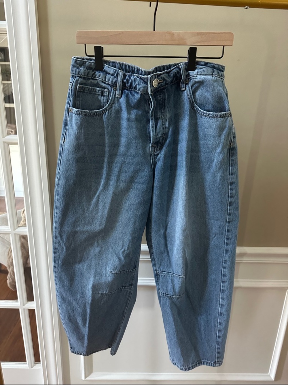 Hidden Women's Denim crop Barrel Jeans Light Blue sz 27
